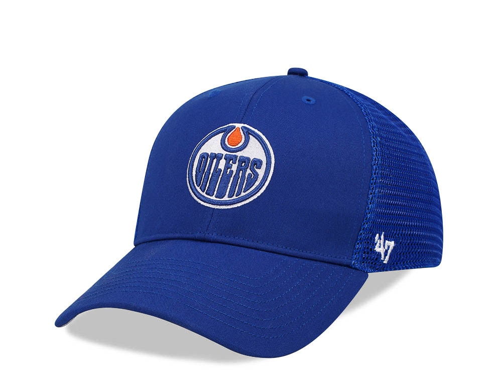 47Brand Edmonton Oilers Royal Branson Mesh All MVP Trucker Snapback Cap