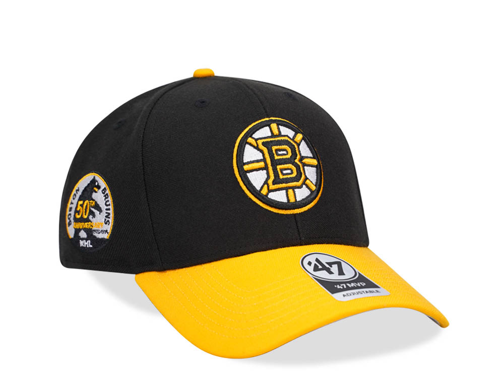 47Brand Boston Bruins Vintage Black and Yellow Sure Shot MVP Snapback Cap