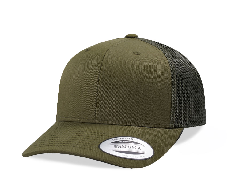 Yupoong Basic Olive Retro Trucker Snapback Hat