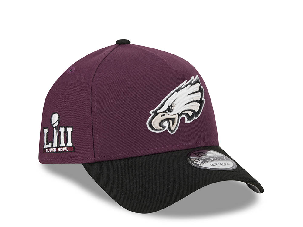 New Era Philadelphia Eagles Super Bowl LII Two Tone Plum 9Forty A Frame Snapback Cap