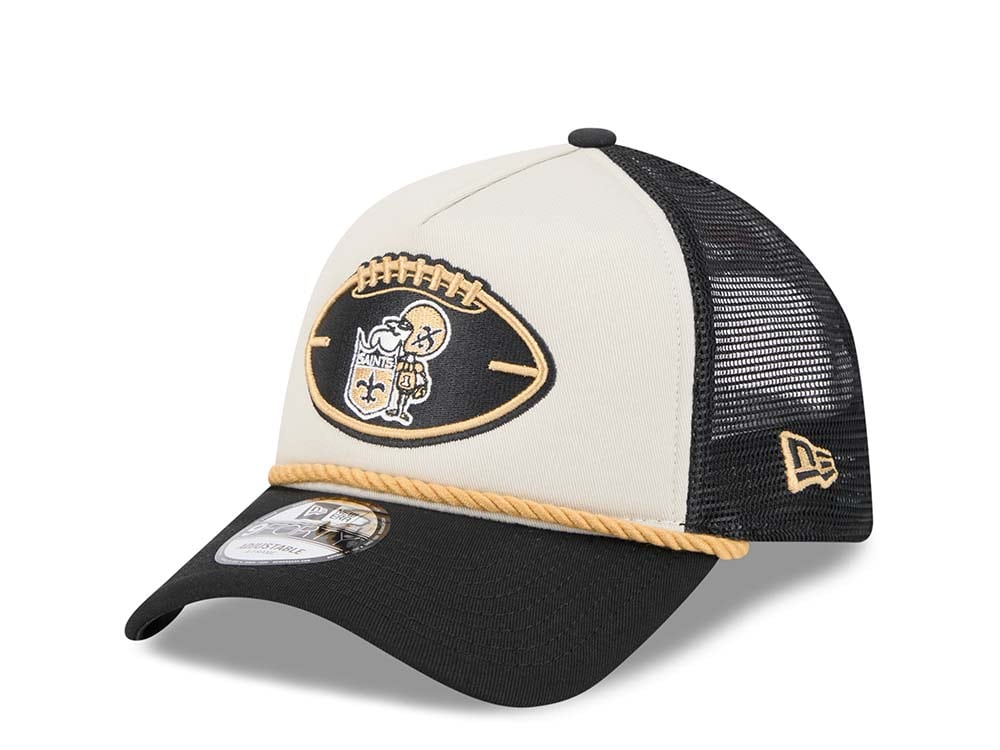 New Era New Orleans Saints Sideline 2024 9Forty A Frame Trucker Snapback Cap