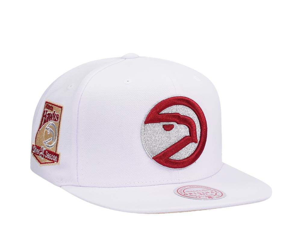 Mitchell & Ness Atlanta Hawks 25th Anniversary Winter White Hardwood Classic Snapback Cap