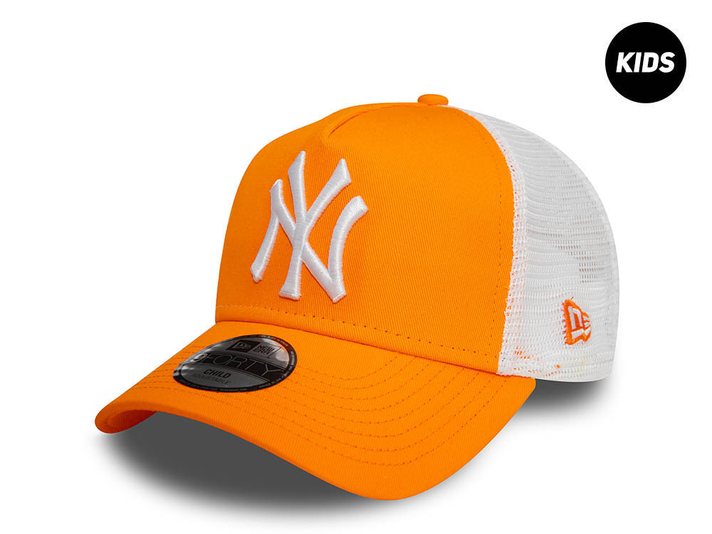 New Era New York Yankees League Essential Orange Kids 9Forty A Frame Trucker Snapback Cap