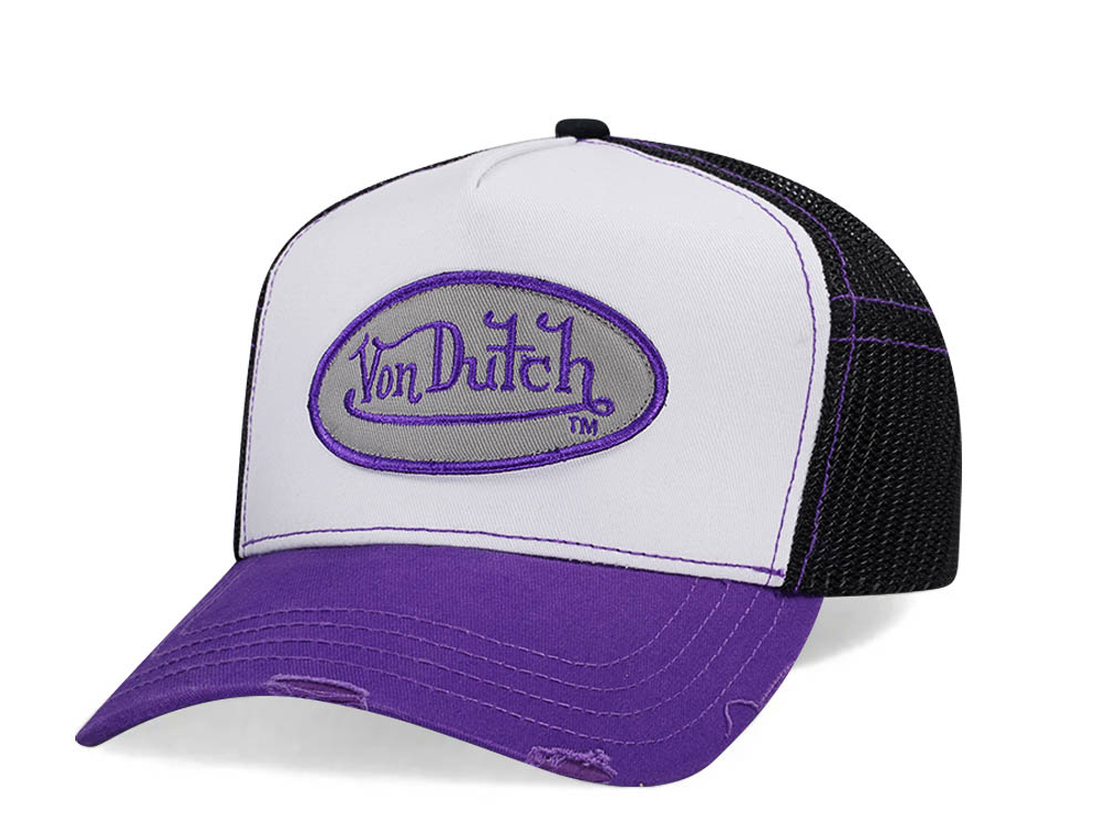 Von Dutch White Purple Two Tone Edition Trucker Snapback Hat