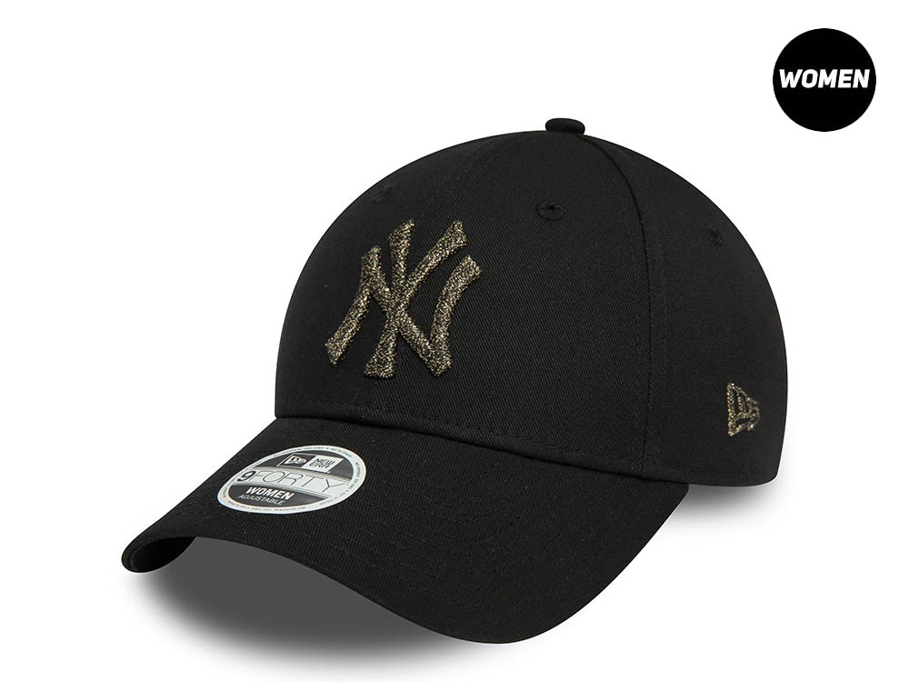 New Era New York Yankees Shinny Metallic Black Womens 9Forty Snapback Cap