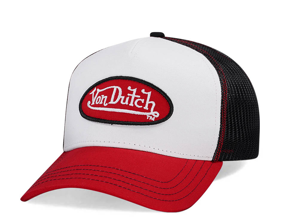 Von Dutch White Red Two Tone Edition Trucker Snapback Hat