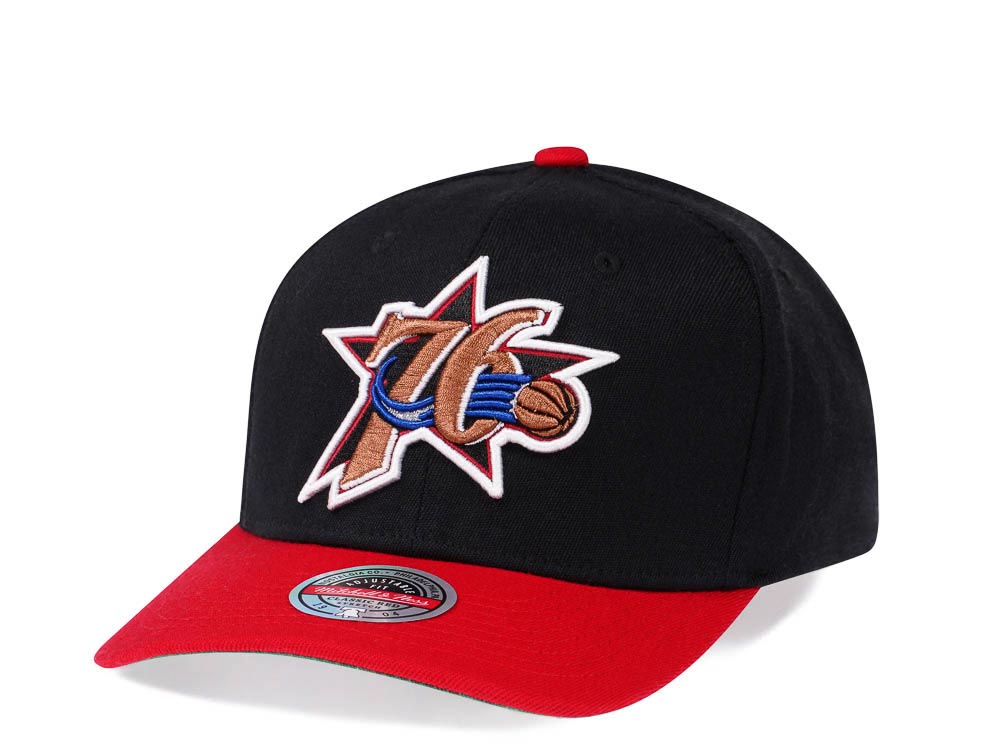 Mitchell & Ness Philadelphia 76ers Team Two Tone Red Line Solid Flex Snapback Cap