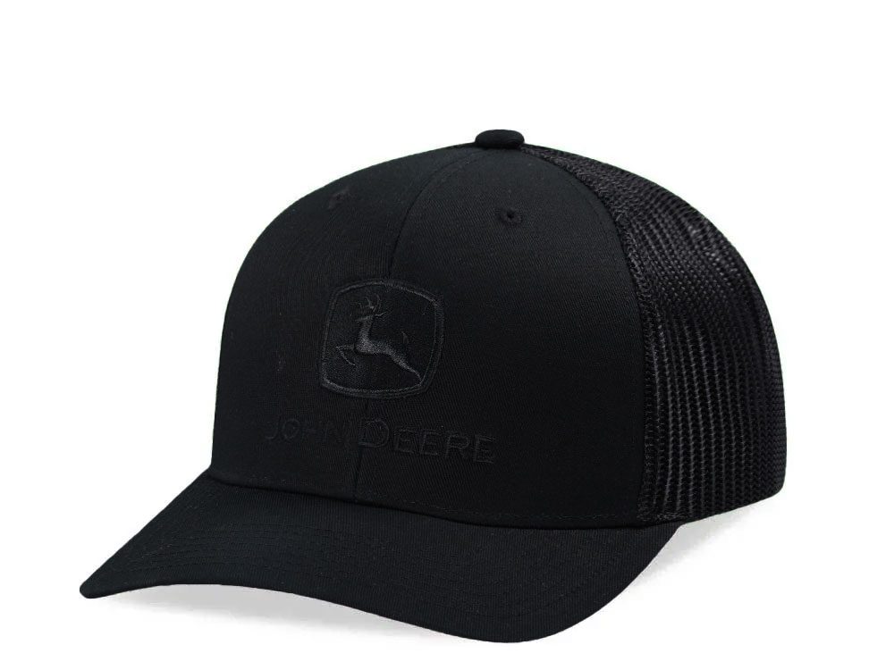 John Deere Black Mesh Trucker Snapback Cap