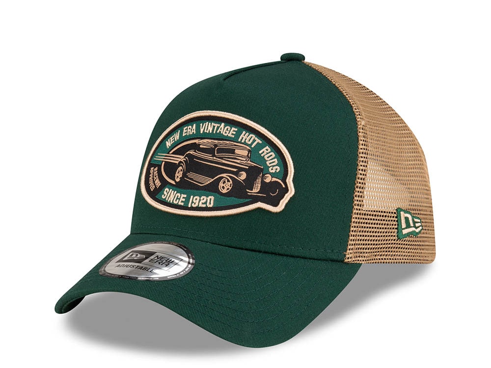 New Era Vintage Hot Rods Green 9Forty A Frame Trucker Snapback Cap