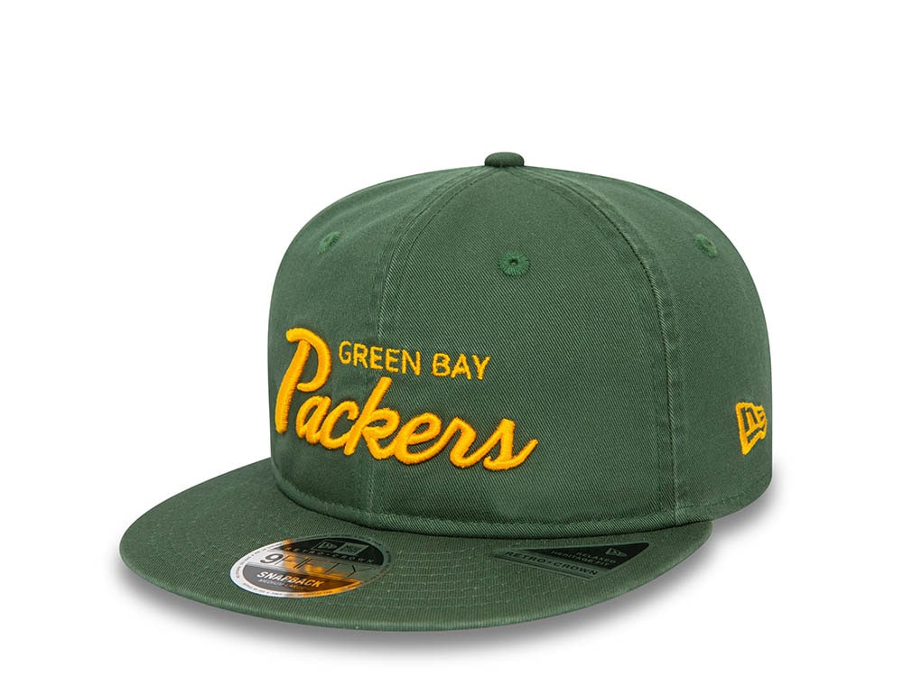 New Era Green Bay Packers Retro Dark Green 9Fifty Retro Crown Snapback Cap