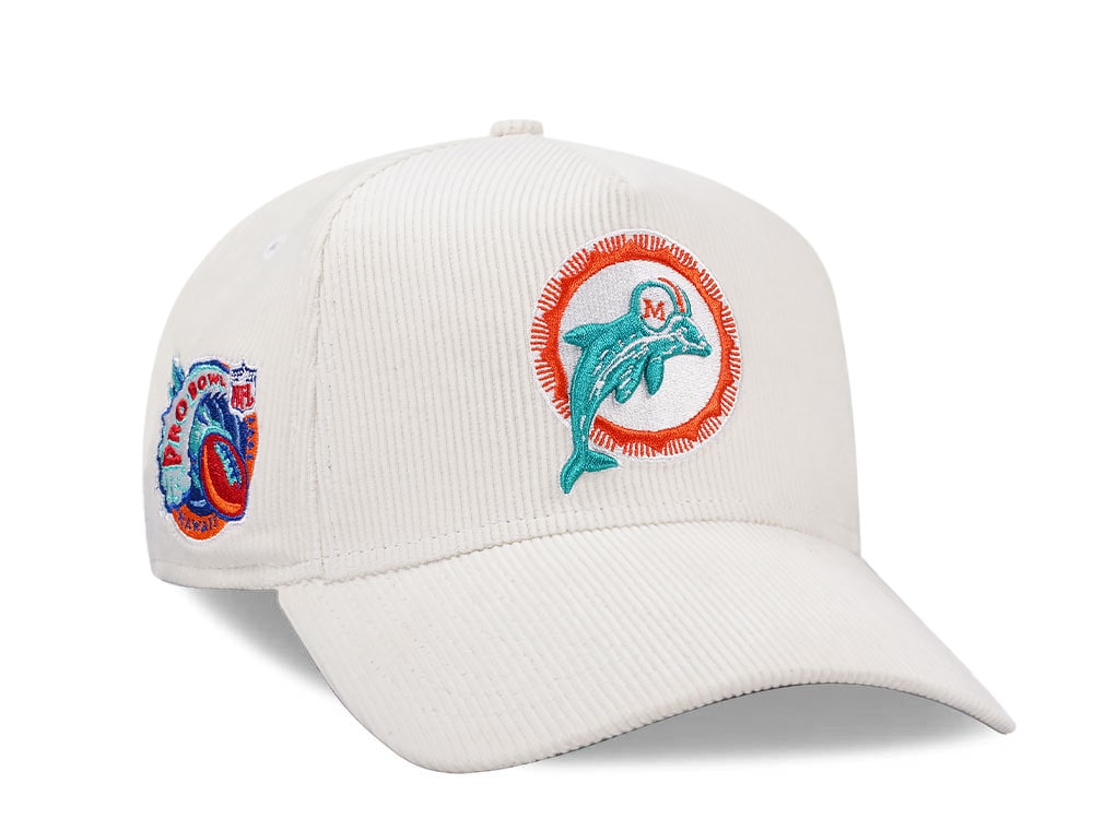 New Era Miami Dolphins Pro Bowl 1997 White Corduroy Edition 9Forty A Frame Snapback Cap