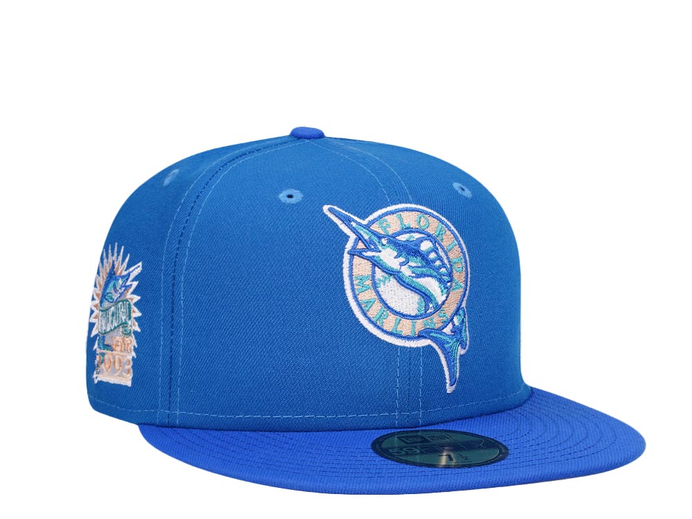 New Era Florida Marlins Inaugural Year 1993 Sneaky Blue Peach Two Tone Edition 59Fifty Fitted Cap