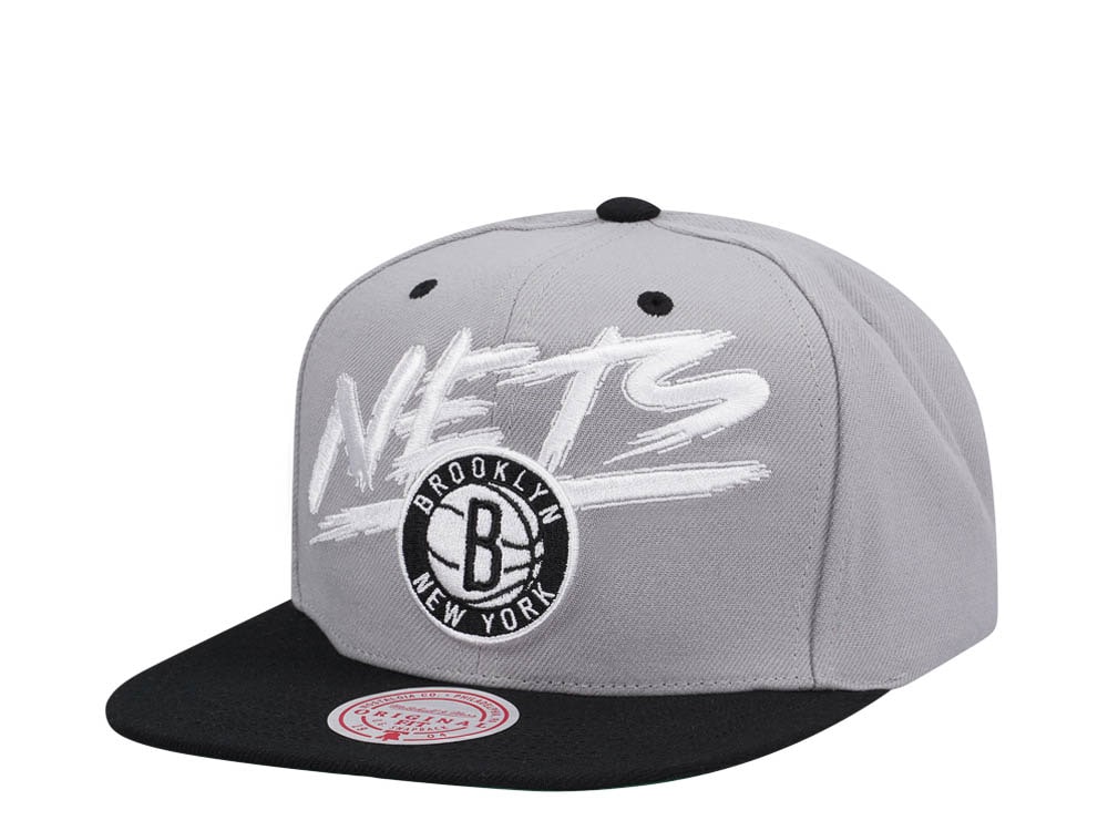 Mitchell & Ness Brooklyn Nets Transcript Gray Two Tone Snapback Cap