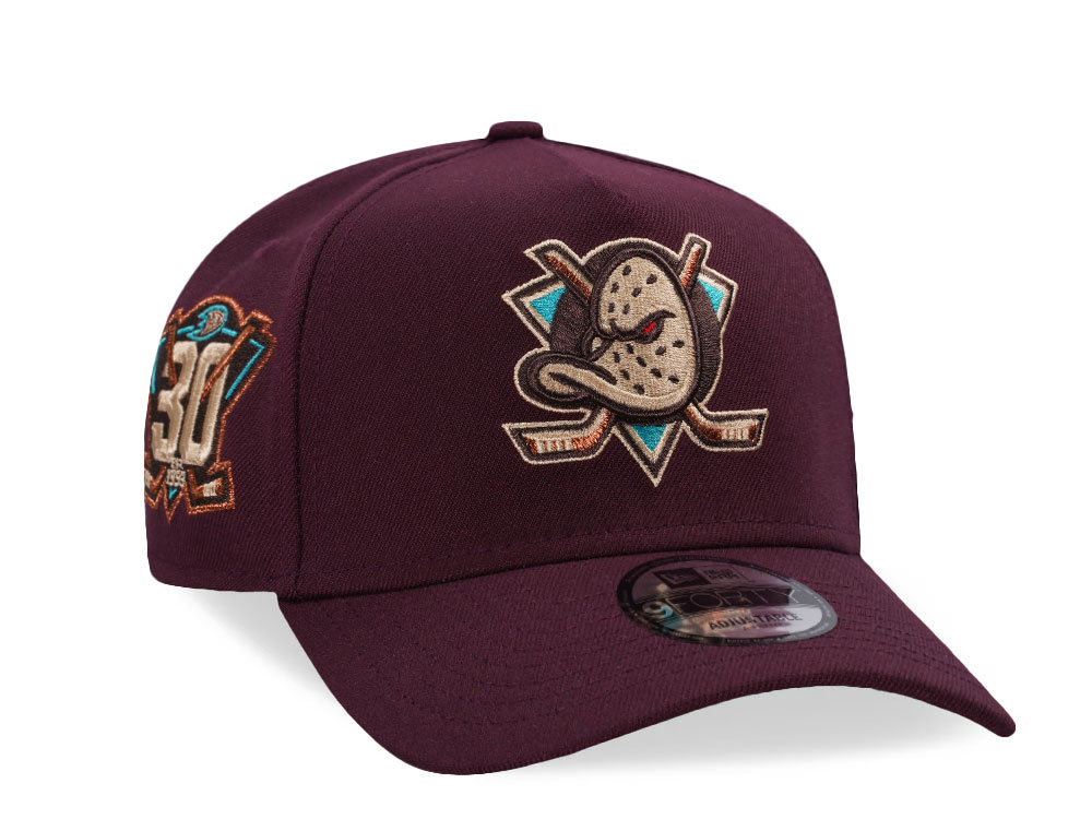 New Era Anaheim Ducks 30th Anniversary Maroon Prime Edition 9Forty A Frame Snapback Cap