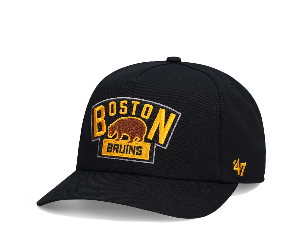 47Brand Boston Bruins Vintage Winter Black Nantasket Captain Snapback Cap