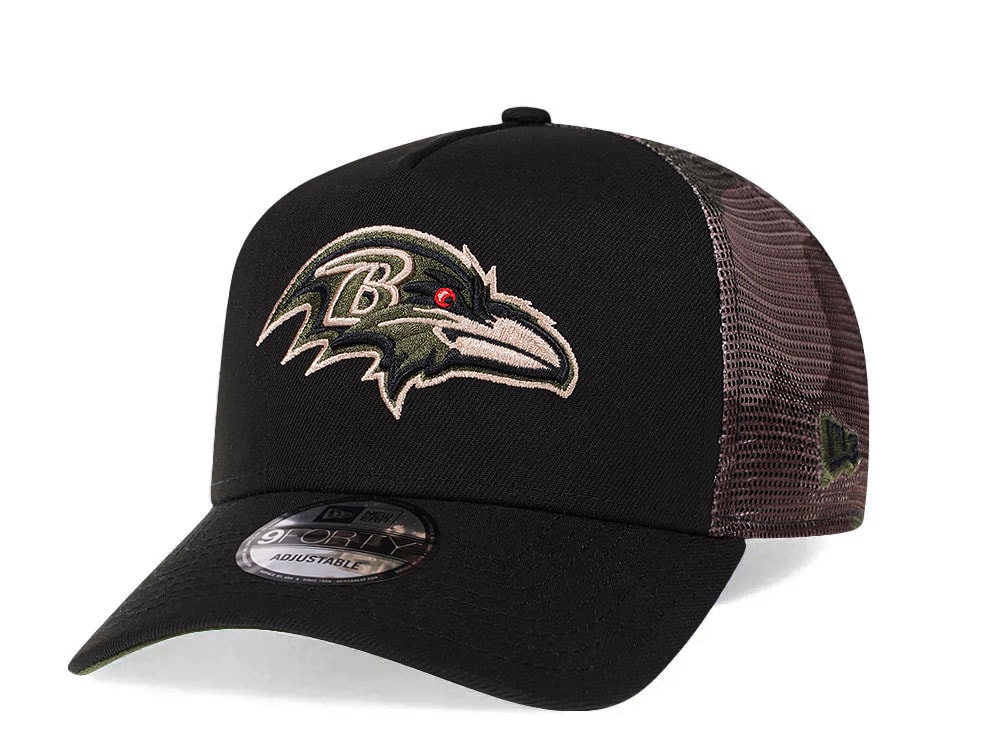 New Era Baltimore Ravens Camo 9Forty A Frame Trucker Snapback Cap