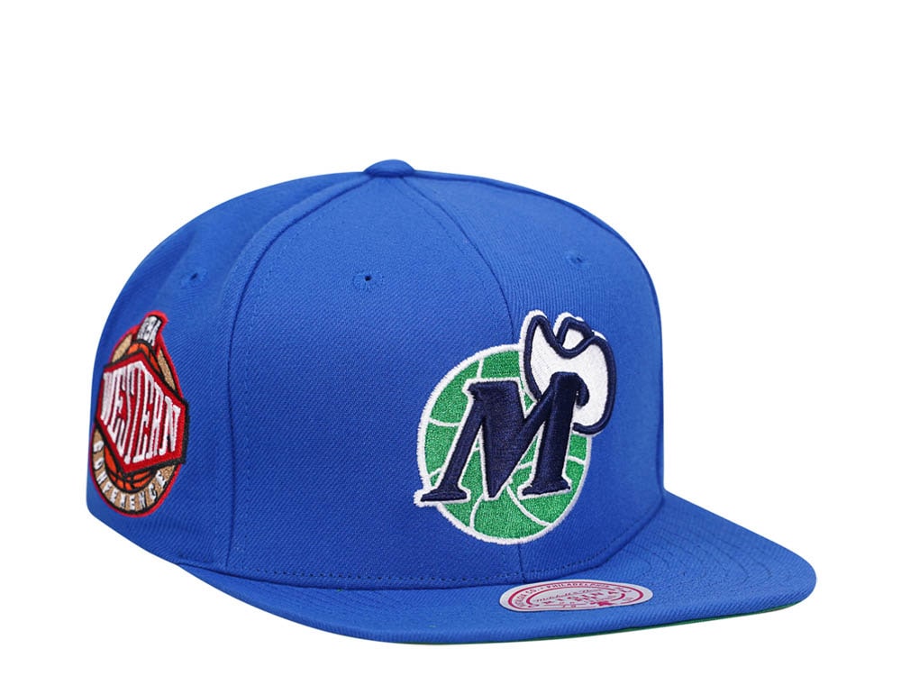 Mitchell & Ness Dallas Mavericks Conference Patch Blue Snapback Cap