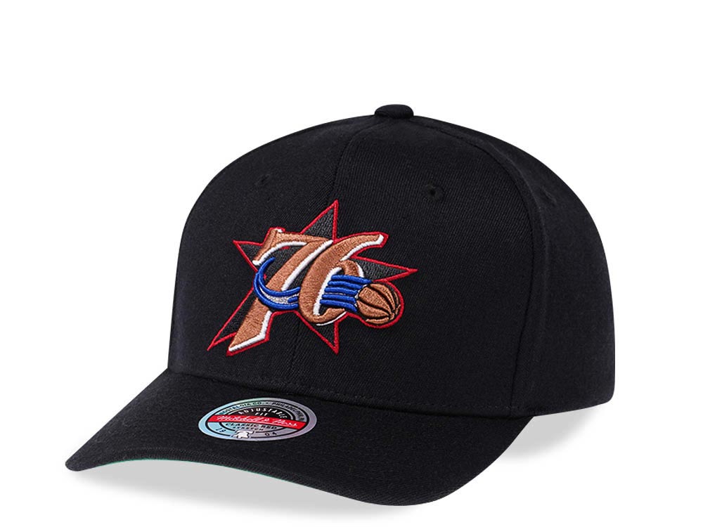 Mitchell & Ness Philadelphia 76ers Team Ground Red Line Black Solid Flex Snapback Cap