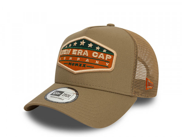 New Era Company Beige Trucker A Frame Snapback Cap