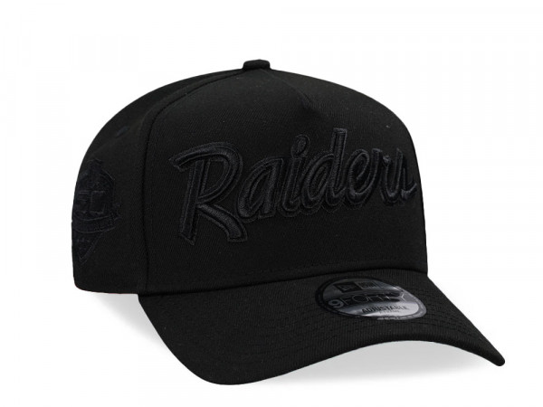 New Era Las Vegas Raiders 50th Anniversary Black On Black 9Forty A Frame Snapback Cap