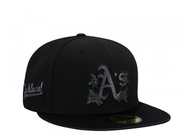 New Era Oakland Athletics Black Satin Brim Edition 59Fifty Fitted Cap