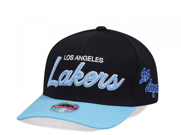 Mitchell & Ness Los Angeles Lakers Script 2.0 Black Two Tone Red Line Flex Snapback Cap