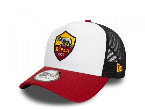 New Era AS Roma White Red A Frame Trucker Snapback Cap