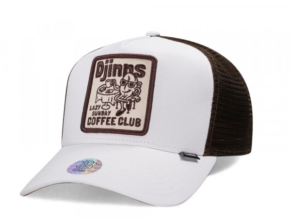 Djinns Lazy Sunday Coffee Club White Trucker Snapback Cap